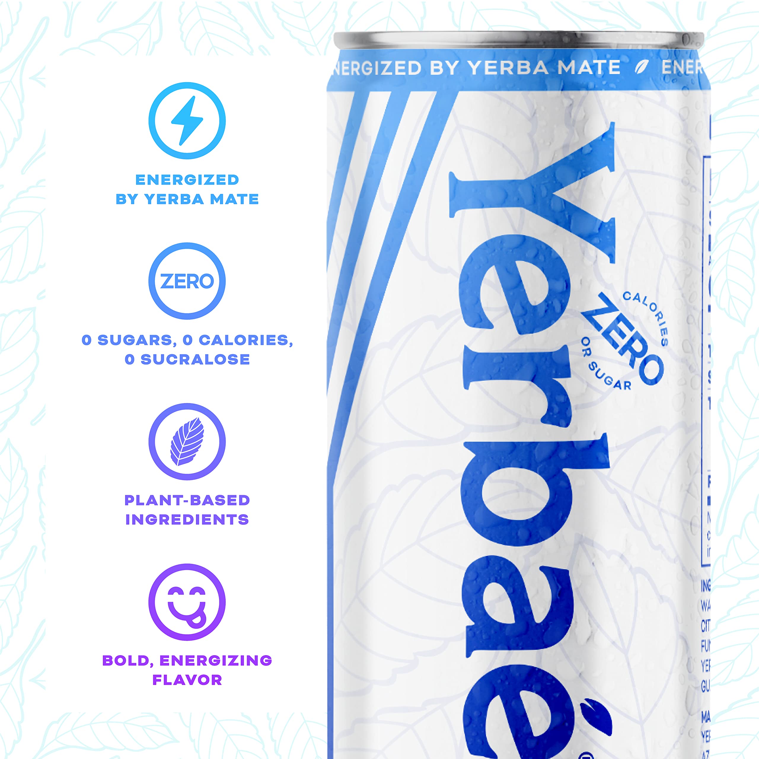 Yerbaé Energy Seltzer - Variety Performance Pack. No Sugar/Calories/Carbs. Energized by Yerba Mate Naturally Caffeinated Plant-Based, Healthy Alternative to Coffee/Sugary Sodas, Pack of 12, 12oz cans