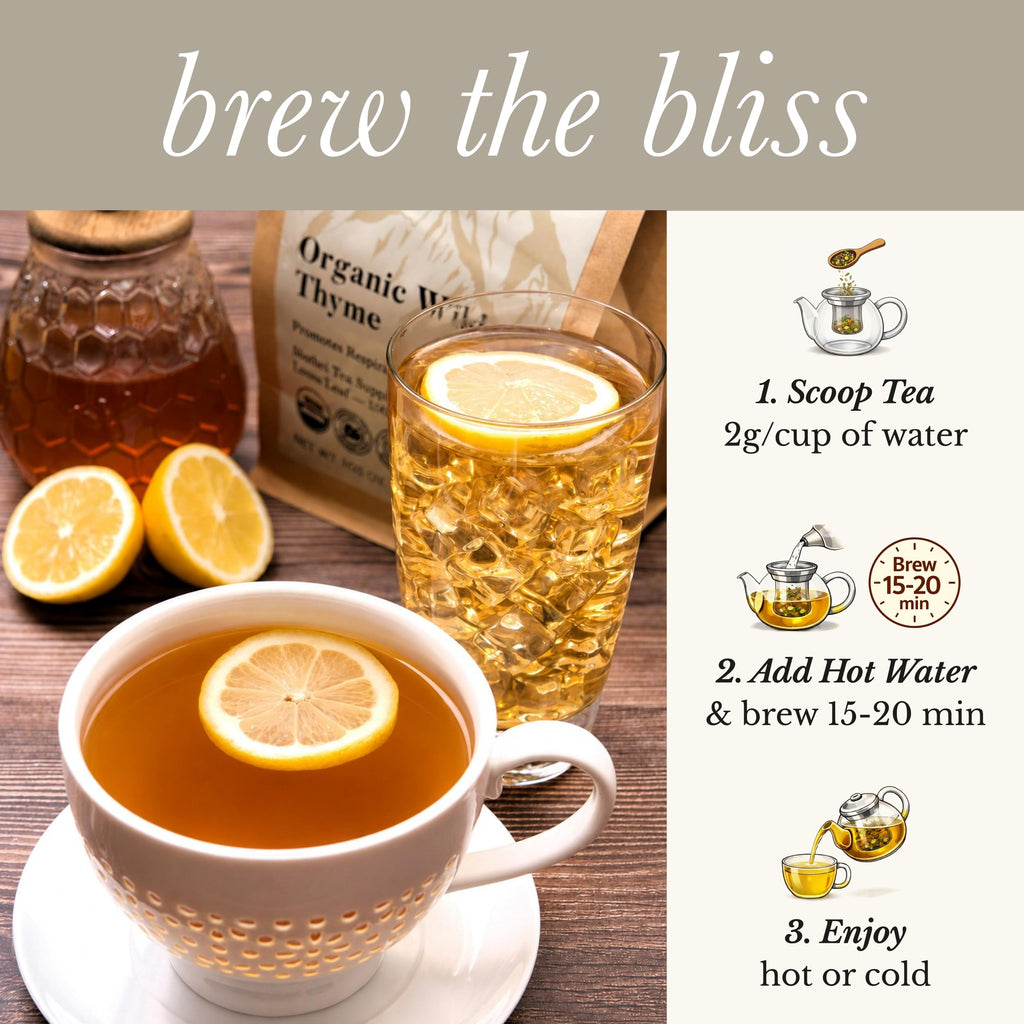 Wild Bliss Organic Wild Breckland Thyme Tea - Caffeine Free Loose Leaf Herbal Tea - Respiratory and Digestion Support - 7.05 Oz - 100 Servings