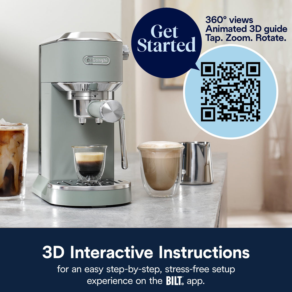 De'Longhi Dedica Duo Compact Espresso Machine - Cold Brew Coffee Maker with Milk Frother Wand- for Espresso, Hot & Iced Coffee, Cappuccinos, Lattes & Home Barista Brewing, Pistachio Green
