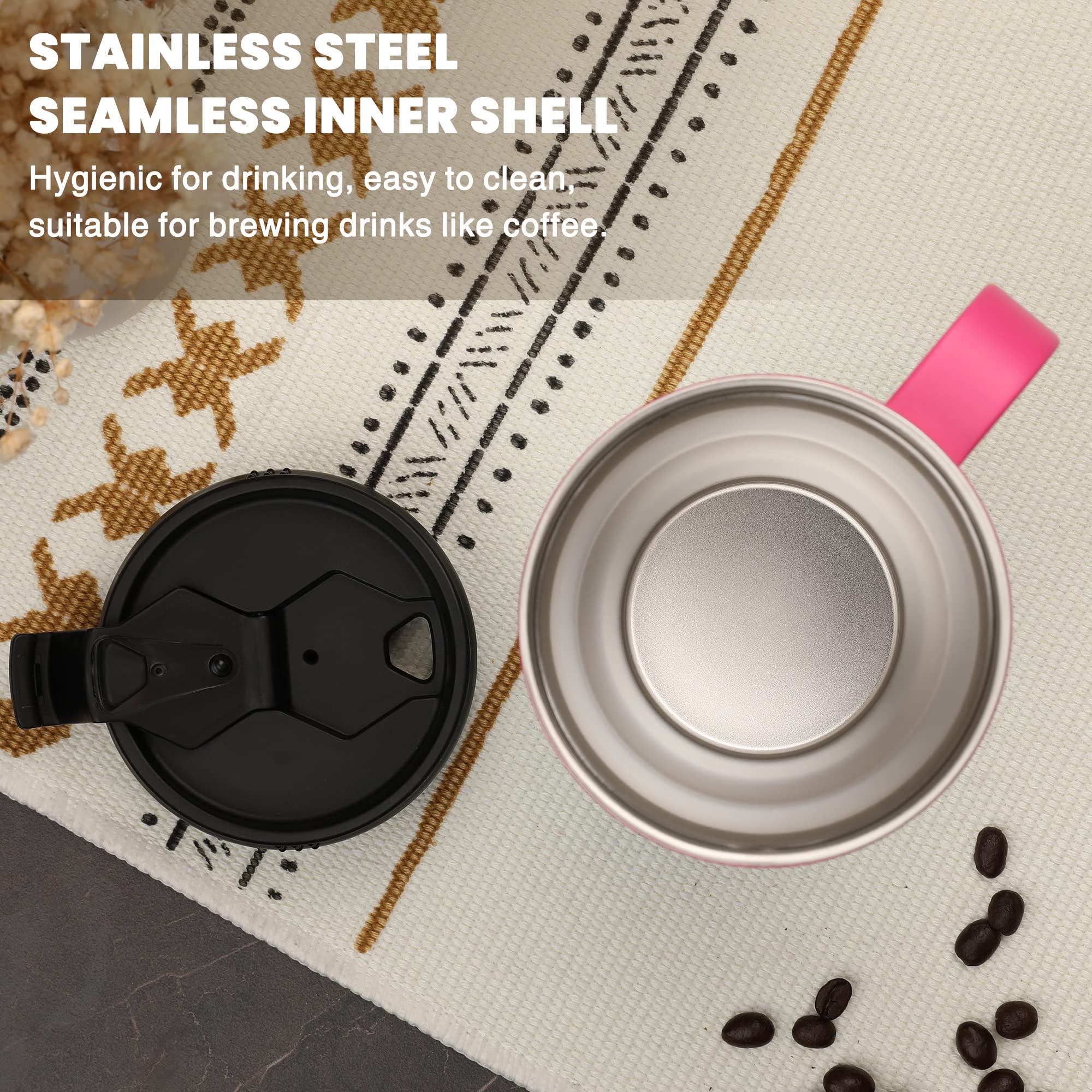HAUSHOF 24 oz Travel Mug with Handle, Stainless Steel Vacuum Insulated Coffee Travel Mug, Double Wall Travel Mugs with Leakproof Lid, BPA Free
