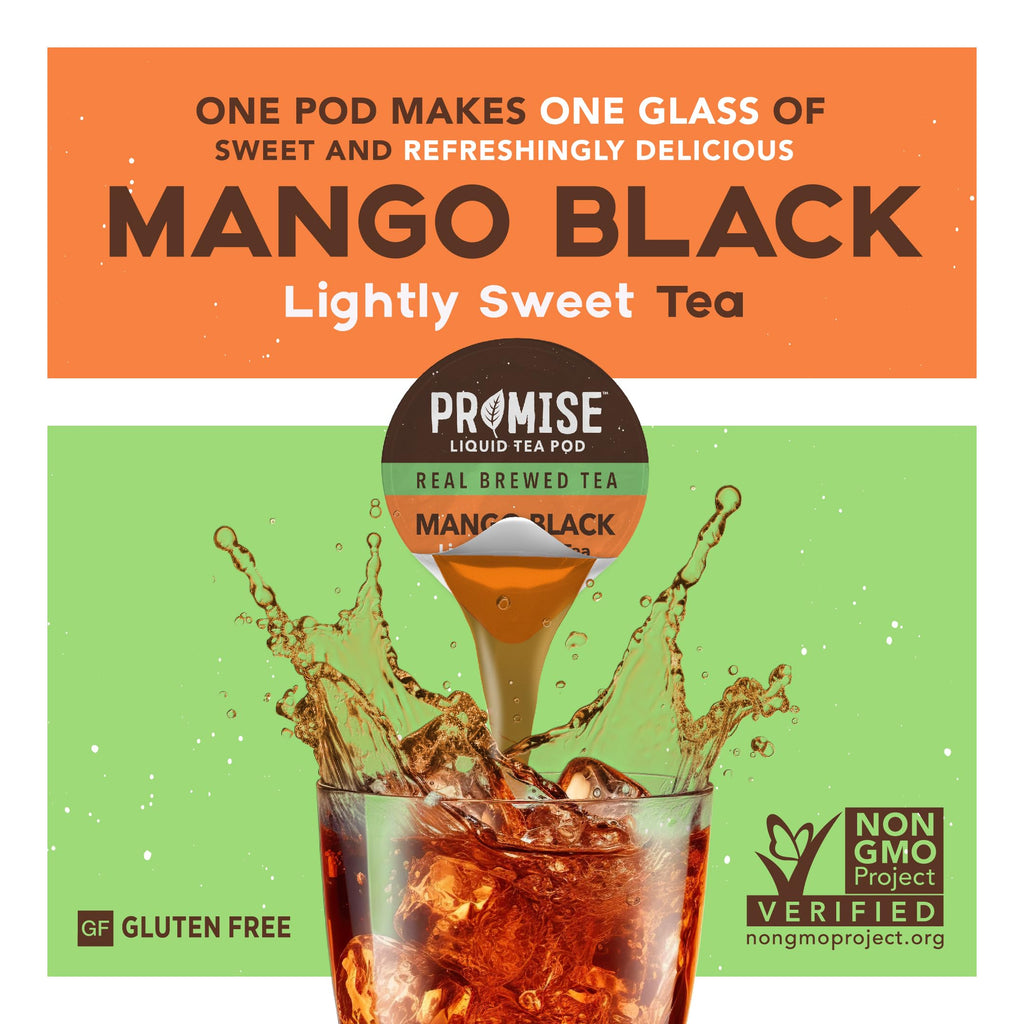 Promise Tea by Java House - Cold-Brewed Tea Concentrate Pods - Ethically Sourced - Mango Black Lightly Sweet Tea - Pack of 12