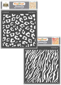 CrafTreat 2 Pcs Reusable Animal Print Stencils – Cheetah & Zebra Skin Patterns 6x6 Inch Each for Painting, Cake Decorating, and DIY Craft Projects