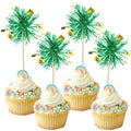 30 PCS Foil Firework Cupcake Toppers Happy Birthday Star Cupcake Picks Sparkle Tinsel Drink Stirrers Cocktail Fruit Toothpicks for Valentine's Day Wedding Birthday Party Decorations Supplies Green
