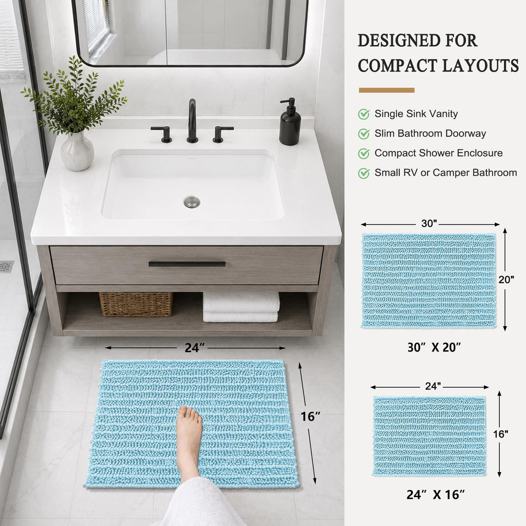 Arotive Bathroom Rugs Mat 24x16, Soft Absorbent Chenille Shaggy Bath Mat