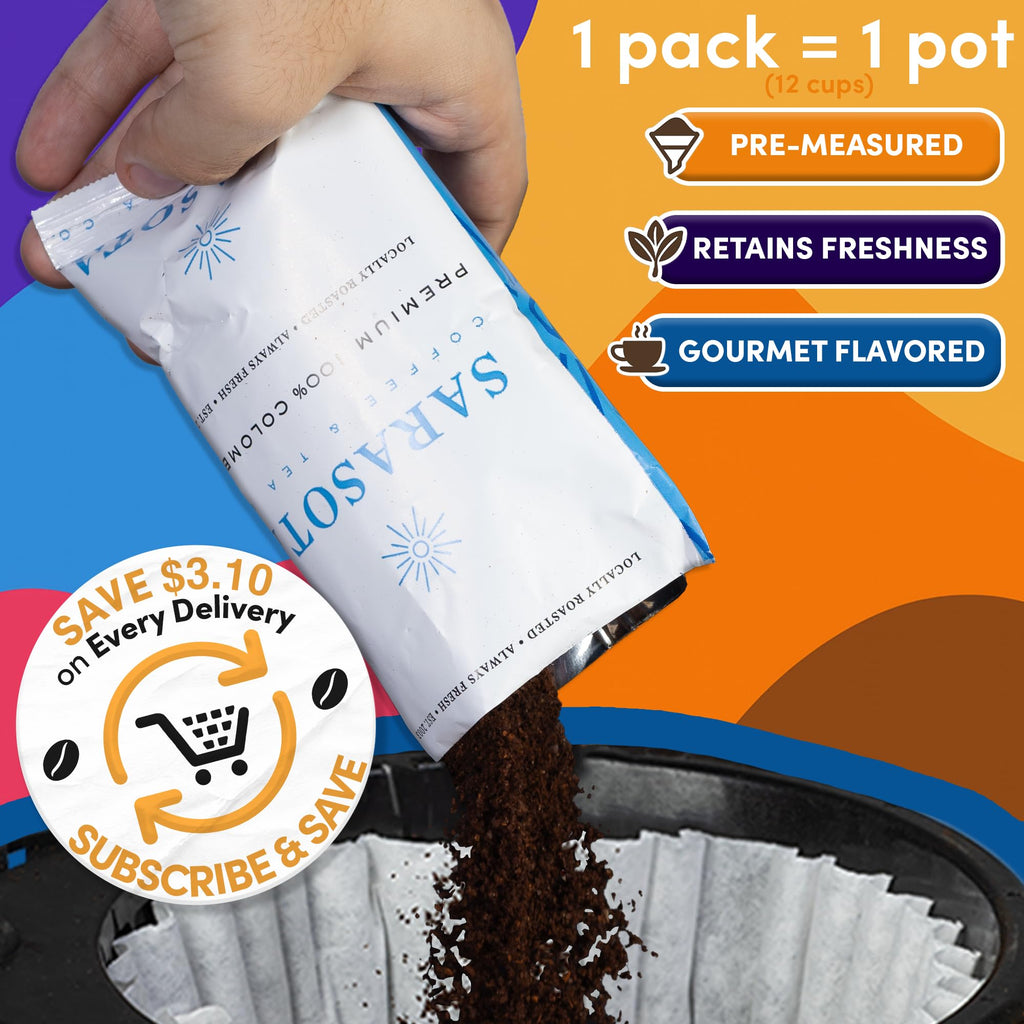 Coffee Packets Sampler – Variety Pack Ground Coffee Gift Set, Medium Dark & Flavored Roast, Low Acid Gourmet Pre-Measured Coffee Packs for 12-Cup Brewers, 2oz Individual Bags, Bulk Assortment