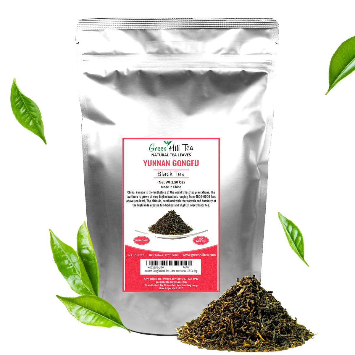 GreenhillTea Aged puerh tea Yunnan Pu-erh – Fermented Loose Leaf Tea, Smooth & Earthy Flavor, Pu-erh tea is an excellent, nutrient-rich choice for brewing kombucha, NO GMO, NO Additives, 100% natural 4 oz