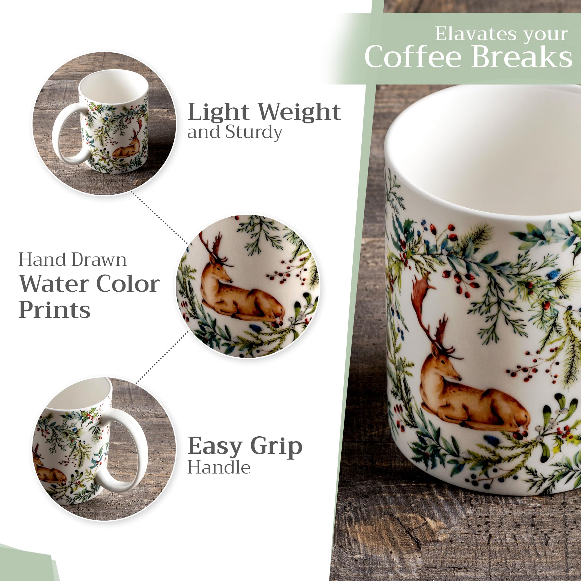 Maison d' Hermine Coffee Mug with Handles Tea Cups (15 Ounce, Pack of 2)