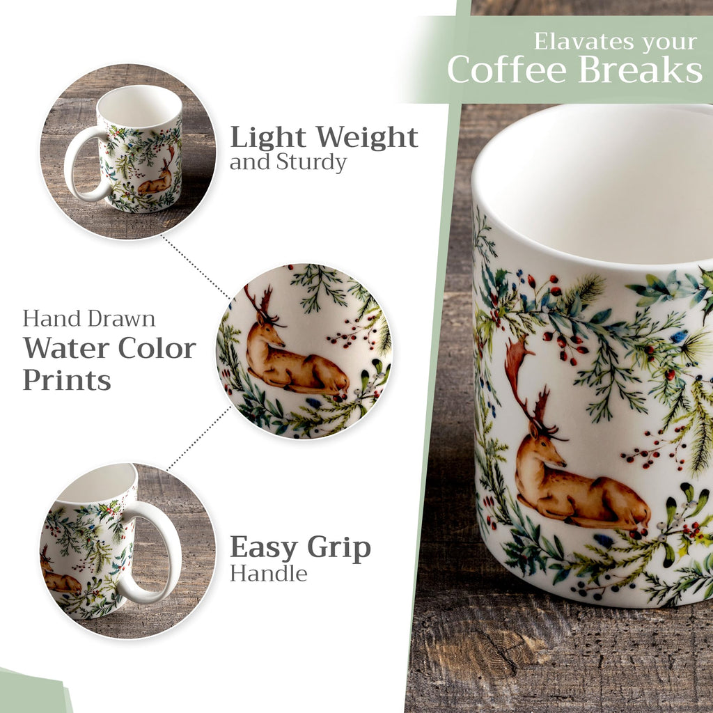 Maison d' Hermine Coffee Mug with Handles Tea Cups (12 Ounce, Pack of 1)