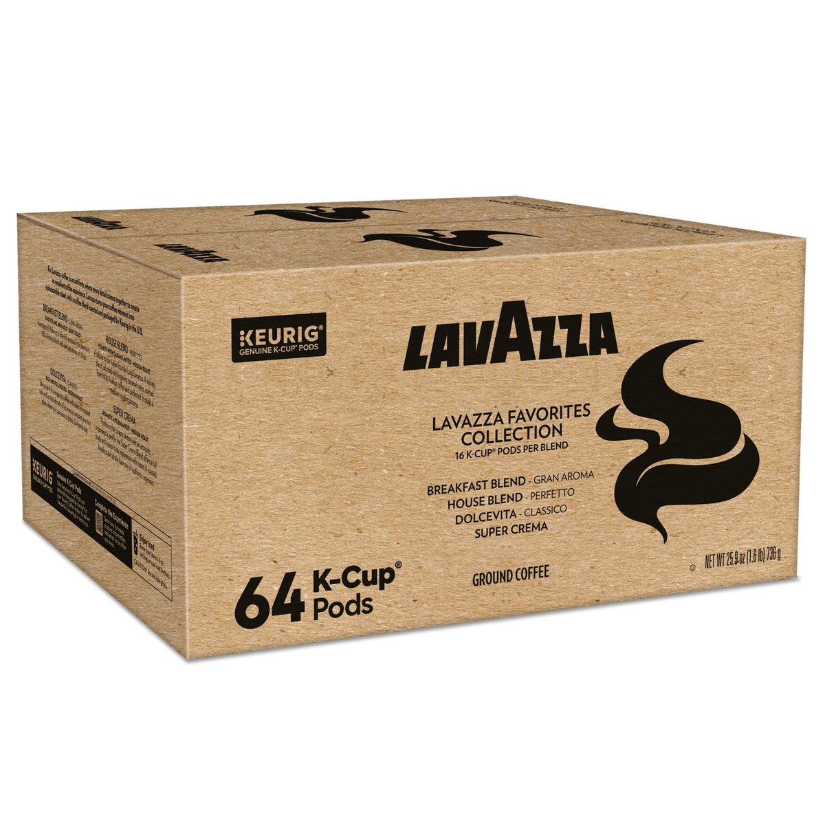 Lavazza Favorites Collection Variety Pack, K-Cup Pods, Light and Medium Roast Coffee, 64 Count