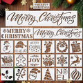 21 PCS Merry Christmas Stencils for Painting Christmas Stencils Template Plastic Reusable Template for Xmas Decor Fabric Canvas Furniture, Wall, Window, Fabric, Wood DIY Home Decor