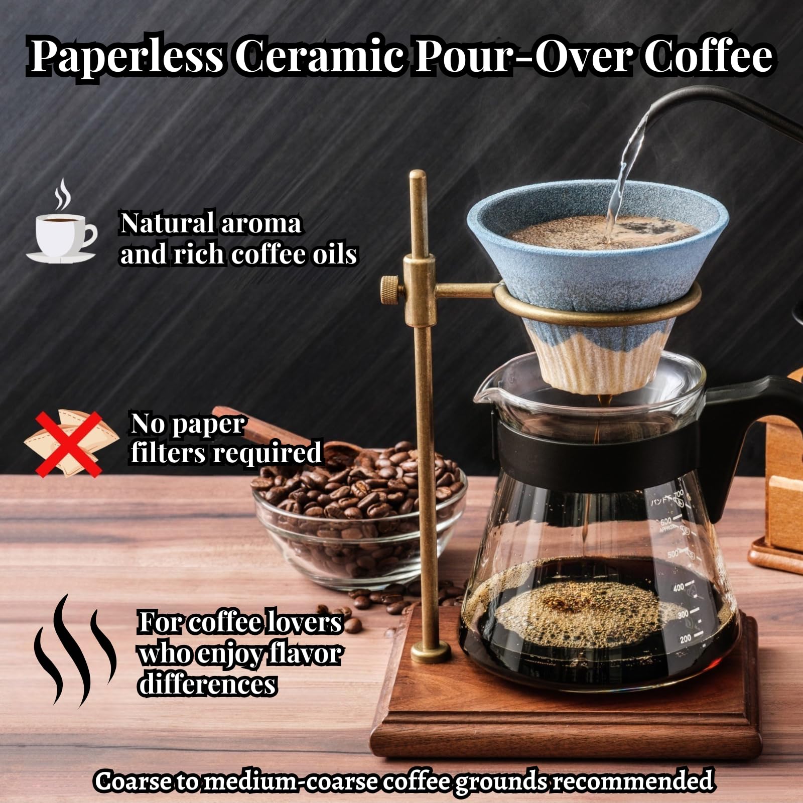 Wablade Ceramic Reusable Coffee Filter Dripper Paperless Sustinable Mt. Fuji Made in Japan (Yellow)