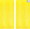 BRAVESHINE Foil Fringe Curtain Backdrop - 2 Pack Yellow Tinsel Photo Booth Backdrop Party Streamers for Easter, Birthdays, Christmas, Lemon, Pineapples, Kids' Party Decorations