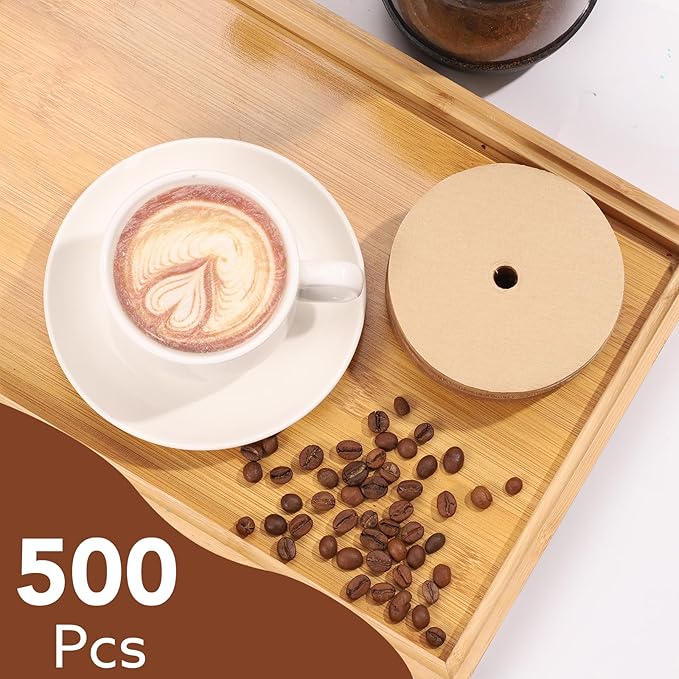 500 Count Percolator Coffee Filters, 3.75in Natural Unbleached Percolator Filters Disposable Disc Coffee Filters for Coffee Shops, Camping, Home, Office