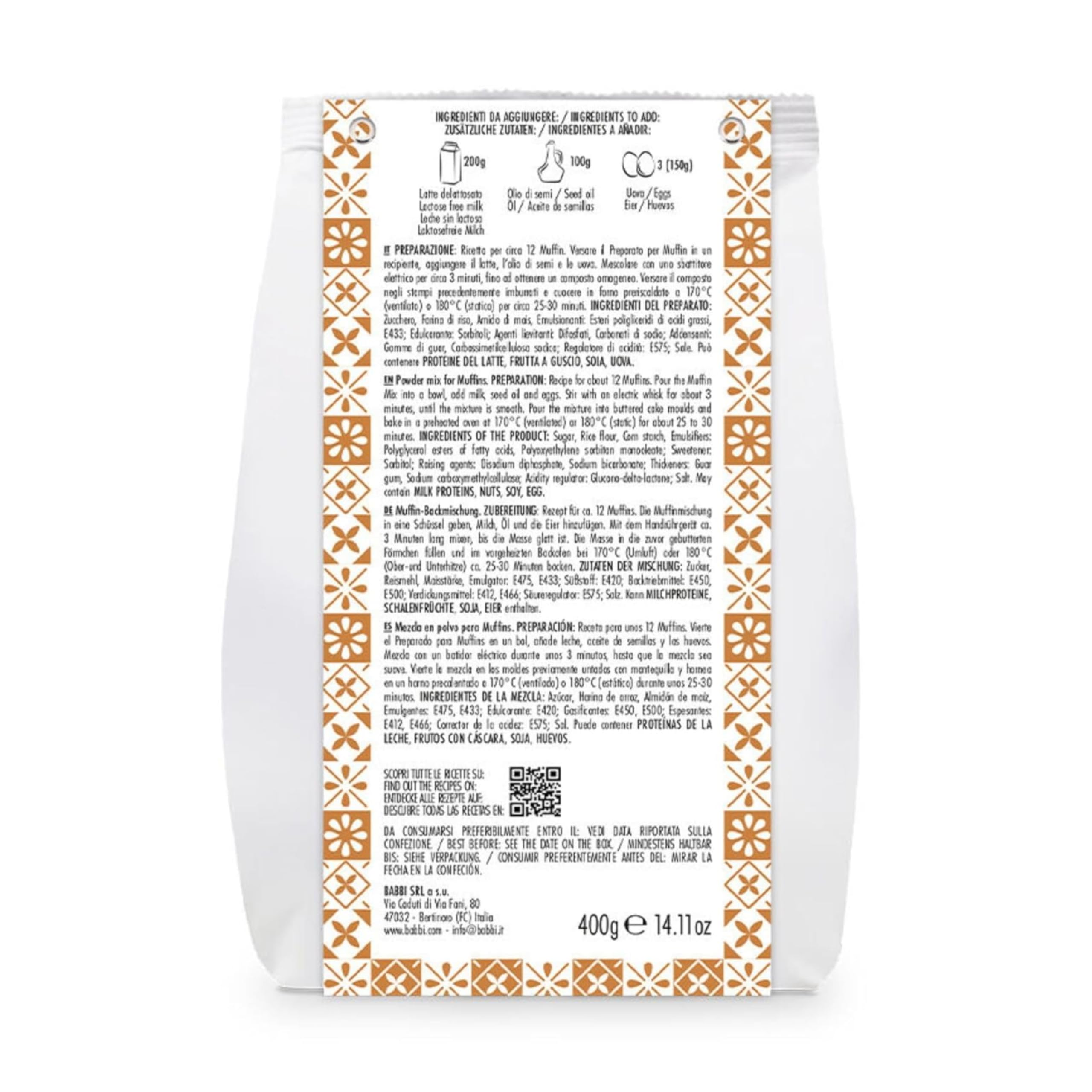 Babbi Home Bakery, Muffin and Bread Baking Mix, 14.11 Oz (400g)