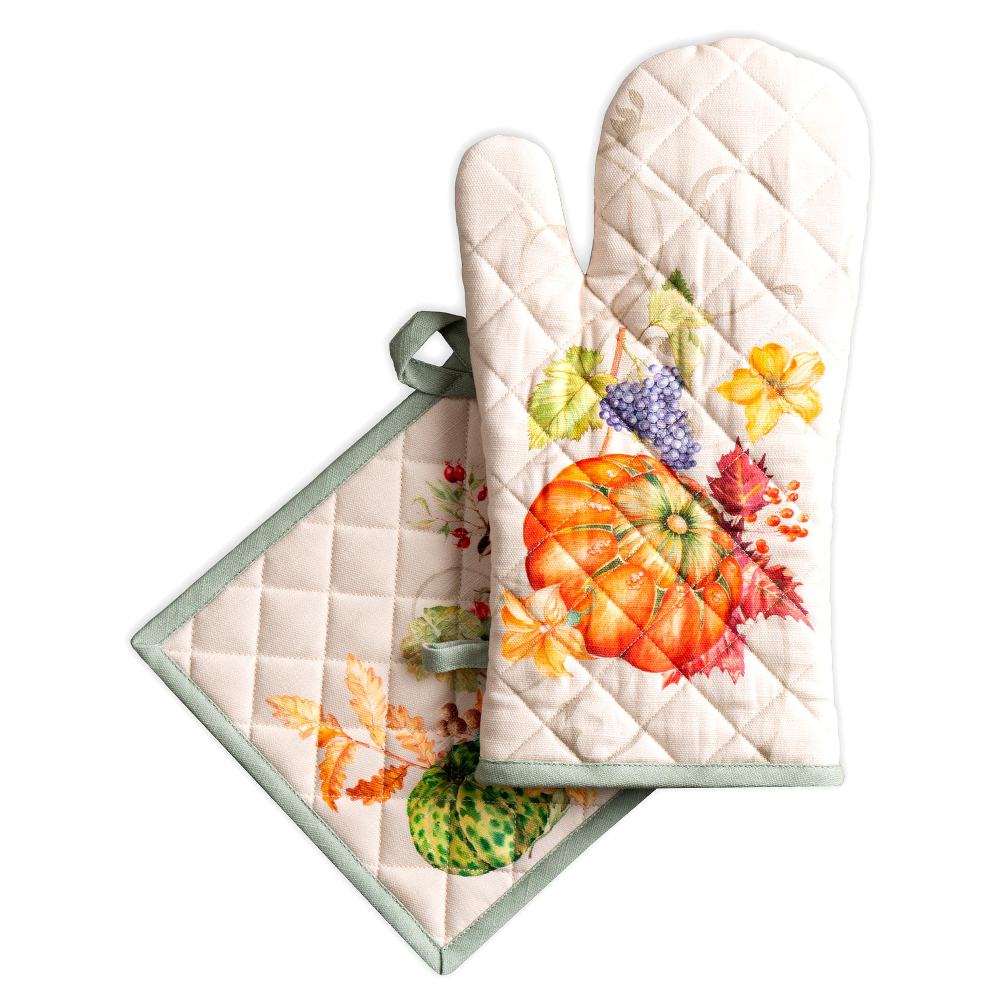 Maison d' Hermine 100% Cotton Oven Mitt & Pot Holder Set (7.5"x13" & 8"x8")