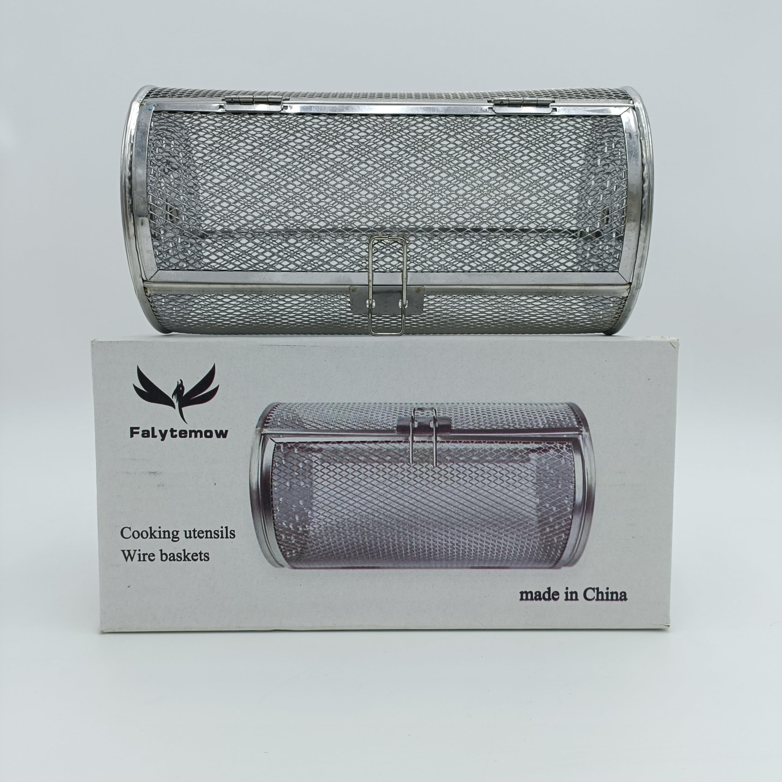 Falytemow Stainless Steel Rotisserie Grill Roaster Drum Oven Basket