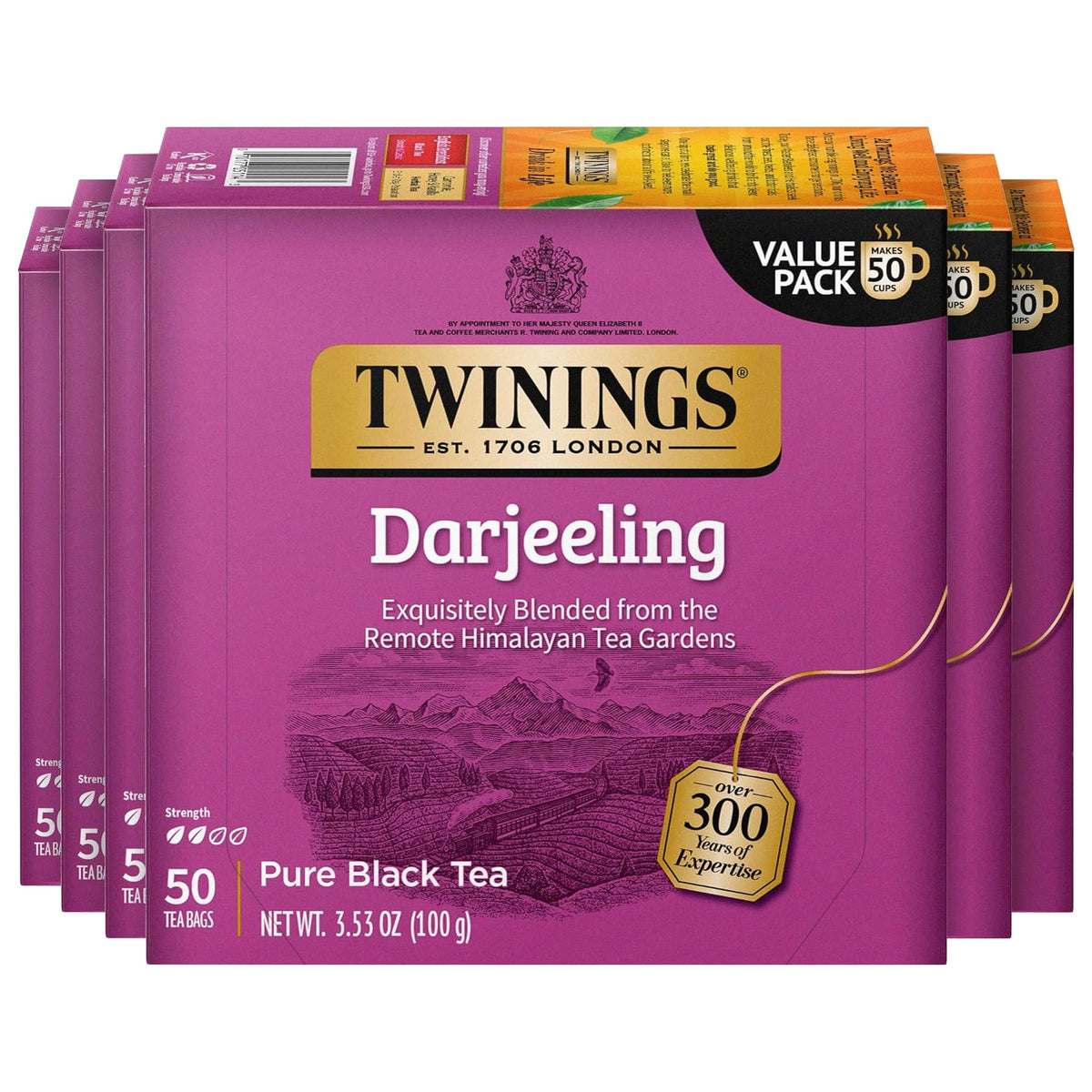 Twinings Pure Green Tea, Caffeinated, Tea Bags, 50 CT Box (6 Pack)