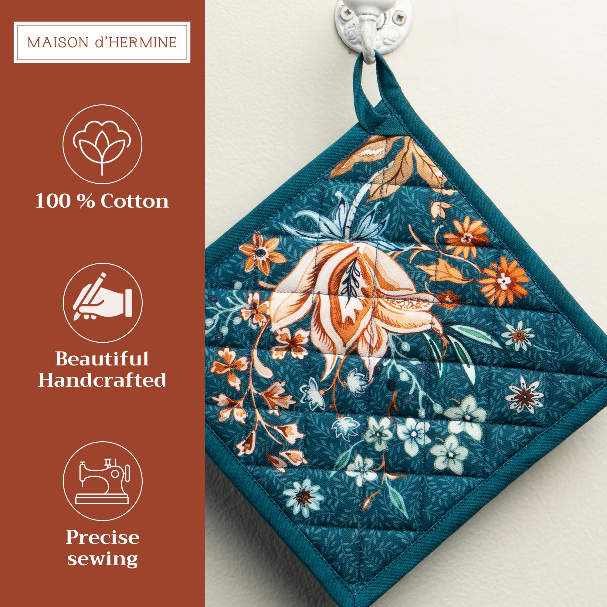 Maison d' Hermine Pot Holders 100% Cotton Potholders (8" x 8", Pack of 1)
