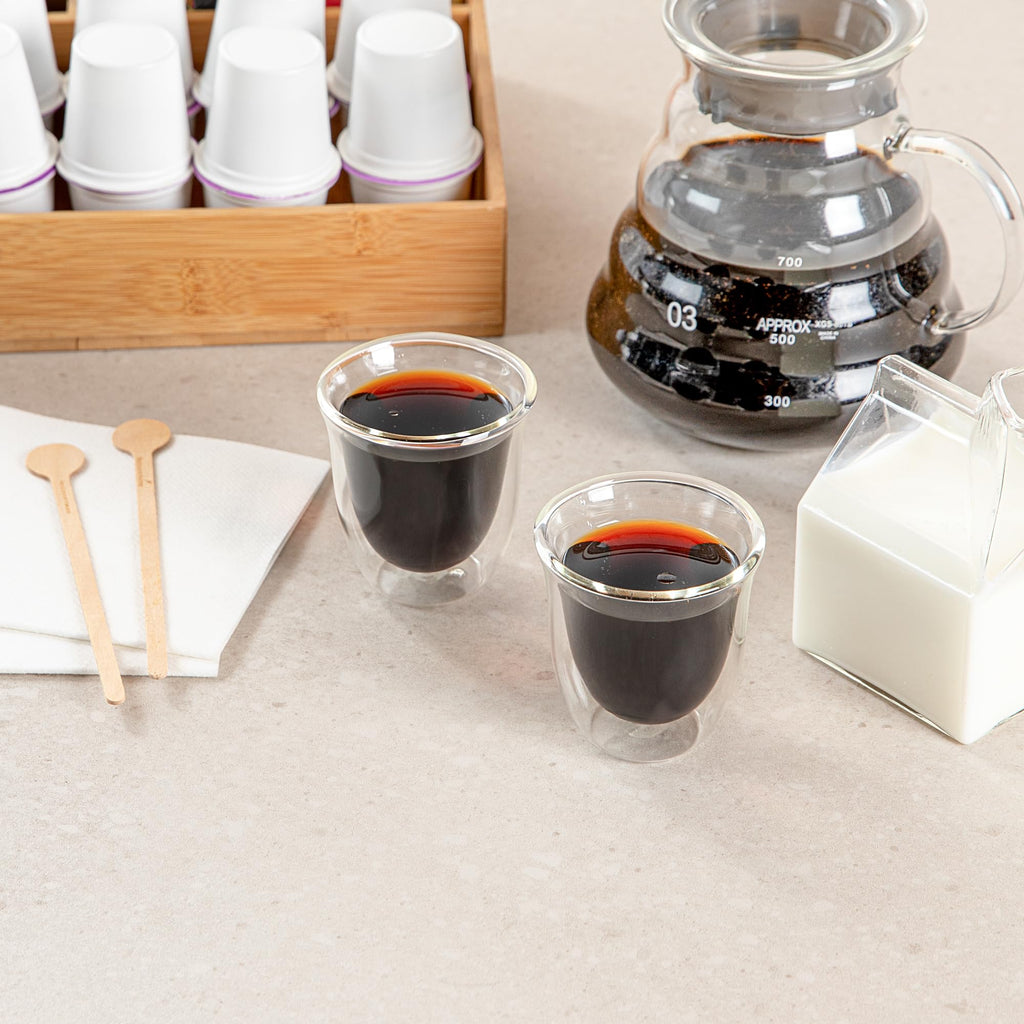 Restaurantware Coffee Cup 2 Pack of 2.72 oz Insulated Double-Wall Glass Borosilicate Coffee Cup Espresso Shot Dishwasher Safe For Hot Drinks