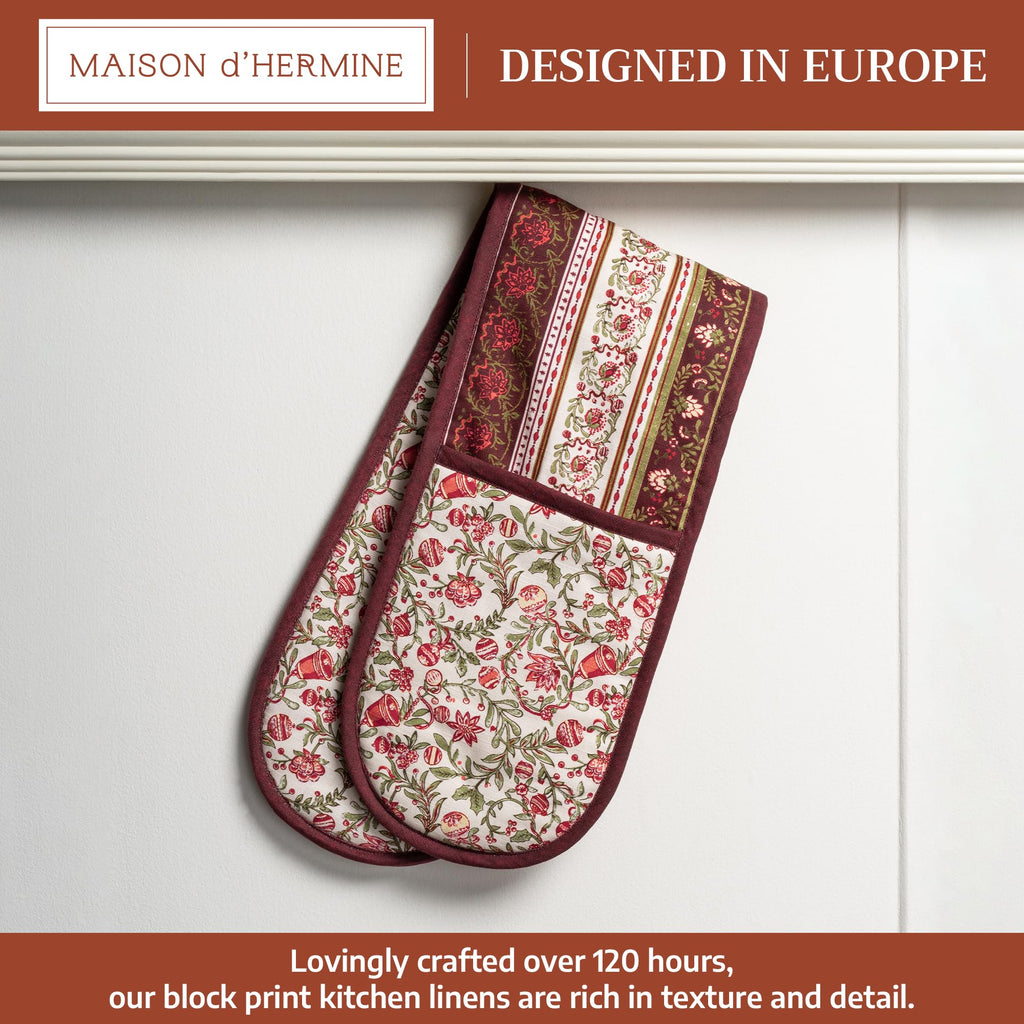 Maison d' Hermine Double Oven Mitts 100% Cotton Double Oven Glove (7"x35")