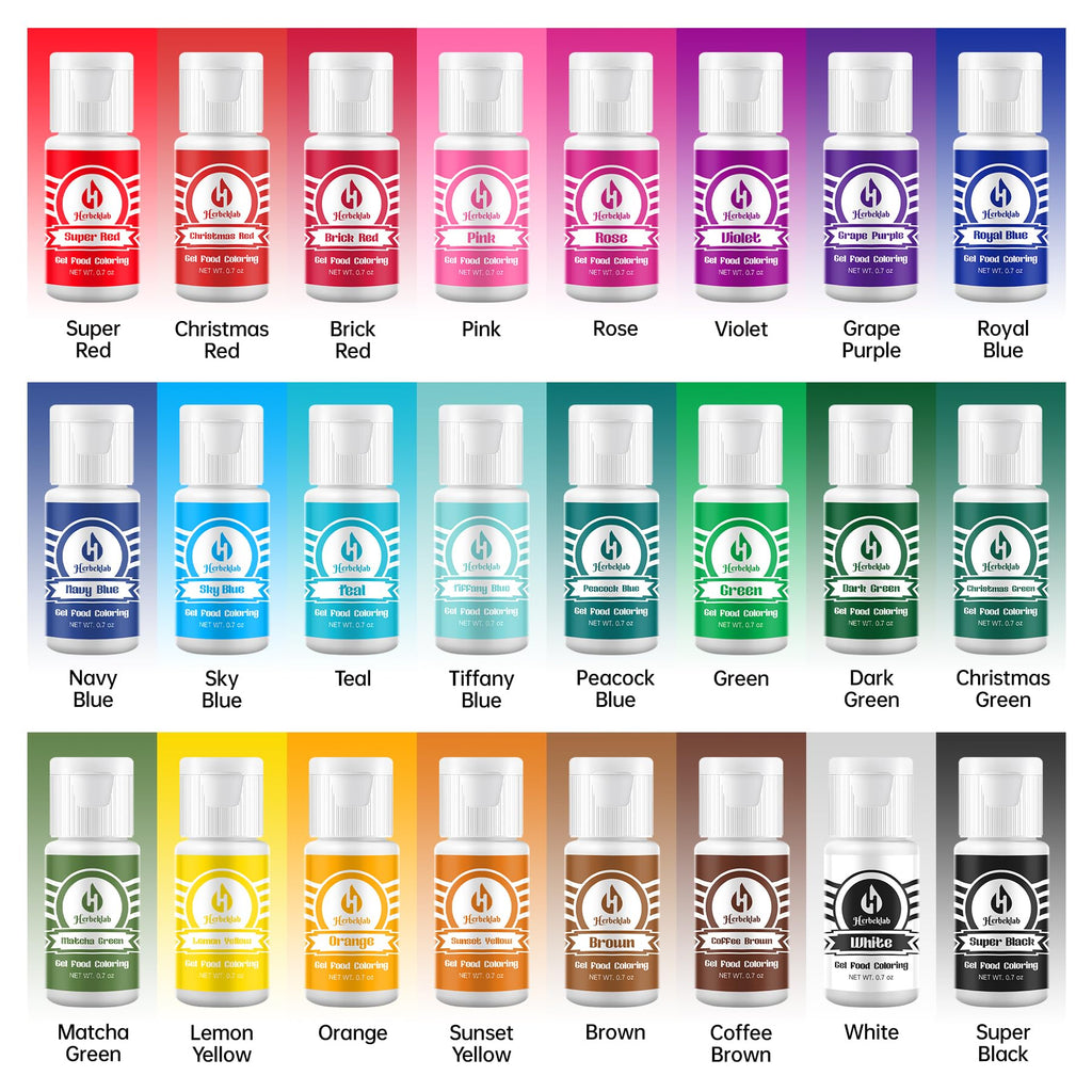 Gel Food Coloring Set – 24 Colors x 0.7 oz Concentrated Gel Based Food Dye for Baking, Icing, Cake Decorating, Cookies & Fondant