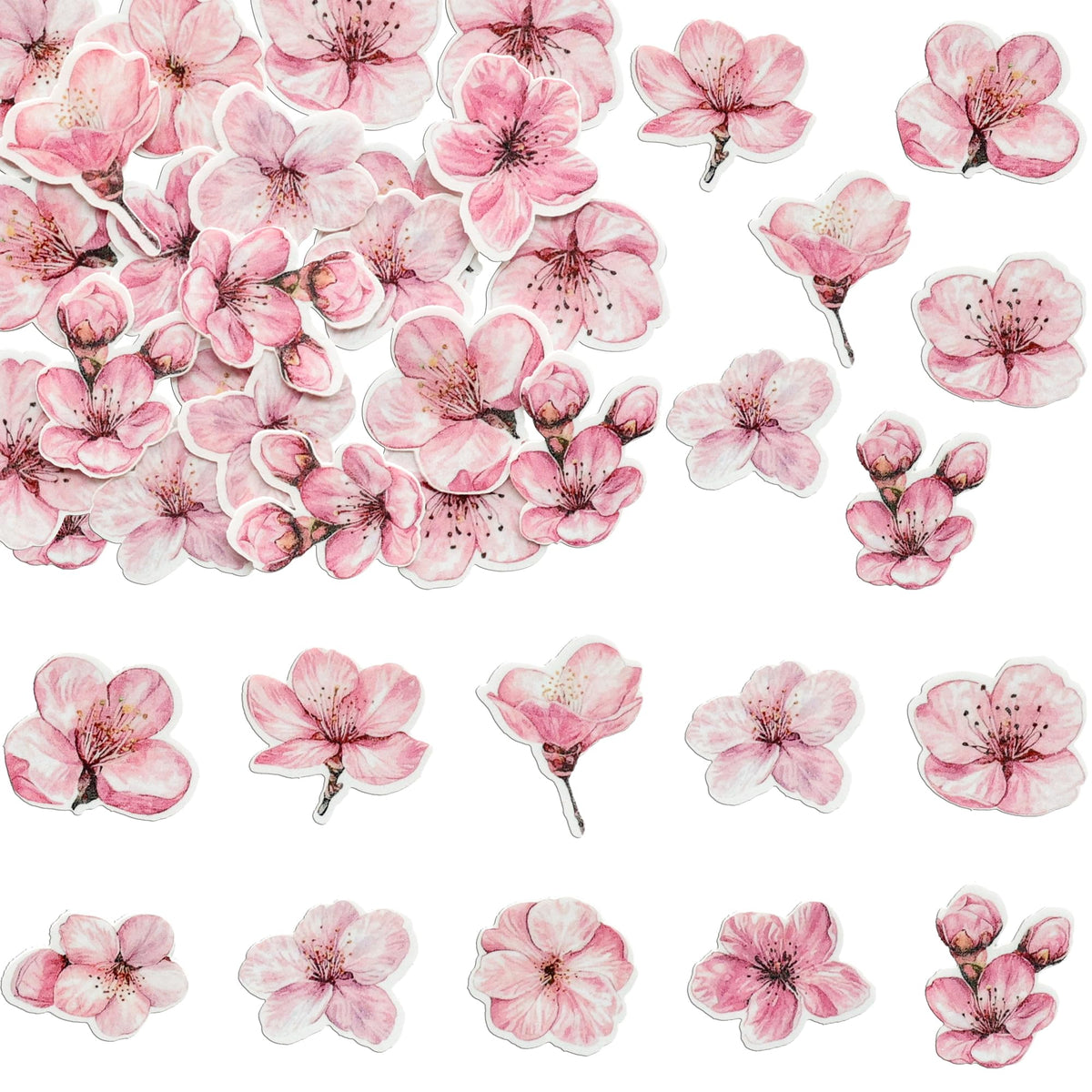 Ephlyn 50Pcs Edible Flowers Cake Topper Cupcake Toppers Wedding Themed Party Baby Shower Birthday Party Cupcake Picks Anniversary Party Decorations Supplies Pink