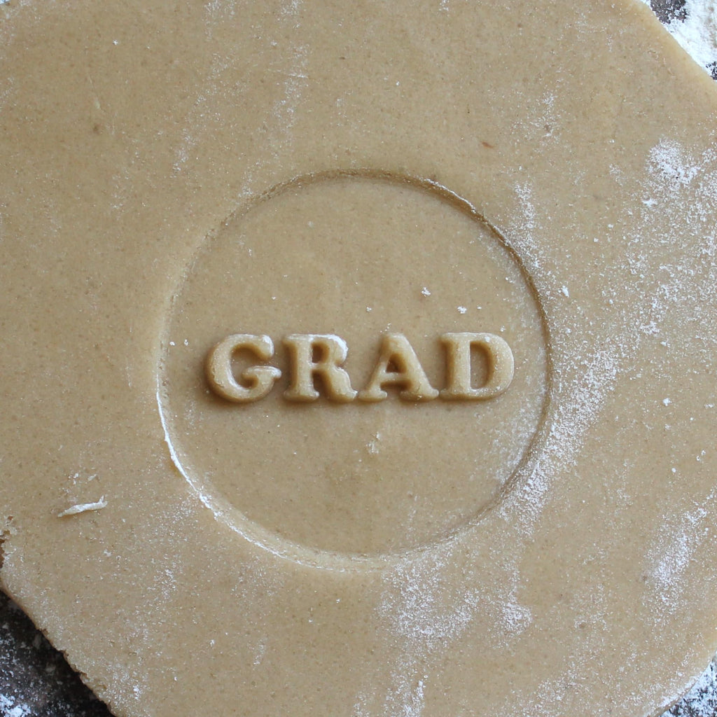 Fun Food Tools, Wood Cookie Stamp, 2.5 Inch (GRAD CS-130)