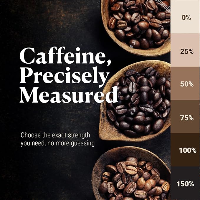 COFFREE Organic Instant Coffee Packets - Choose Your Caffeine Dose Variety Pack 0-150% - Low Acid, Mold Free Coffee Made with Arabica Coffee Beans - Hot or Cold Single Serve Packets 24 Count Box