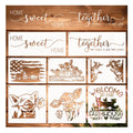 Farmhouse Stencils, Reusable Cow Pig Farm Stencils Wood Burning Country Farm Animal Paint Stencils for Painting on Wood DIY Craft Furniture Wall Sign Fabric Decors