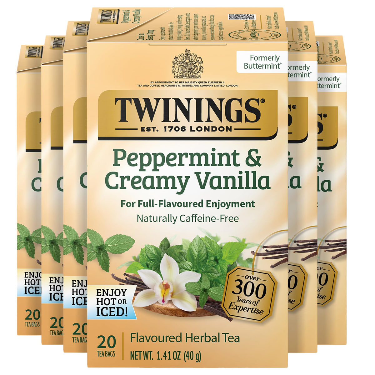 Twinings English Breakfast Black Tea Individually Wrapped Bags, 20 Count (Pack of 6), Flavourful, Robust, Caffeinated, Enjoy Hot or Iced, 120 Teabags