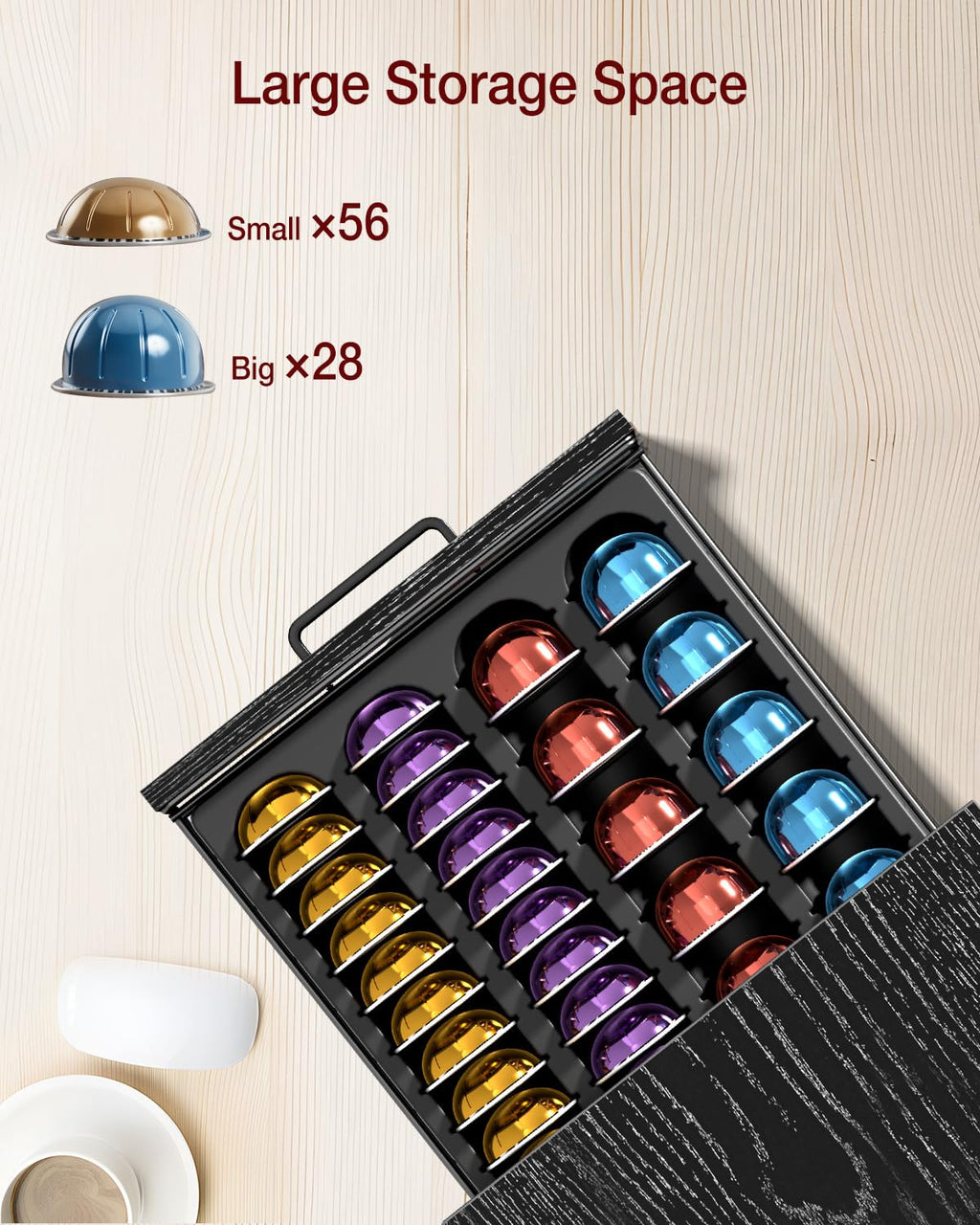 Evermagin Coffee Pod Holder Compatible with Nespresso,Fit 28 Large/56 Small