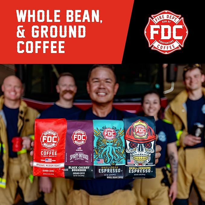 Fire Department Coffee Shellback Espresso Whole Bean Coffee-12oz,Pack of 12