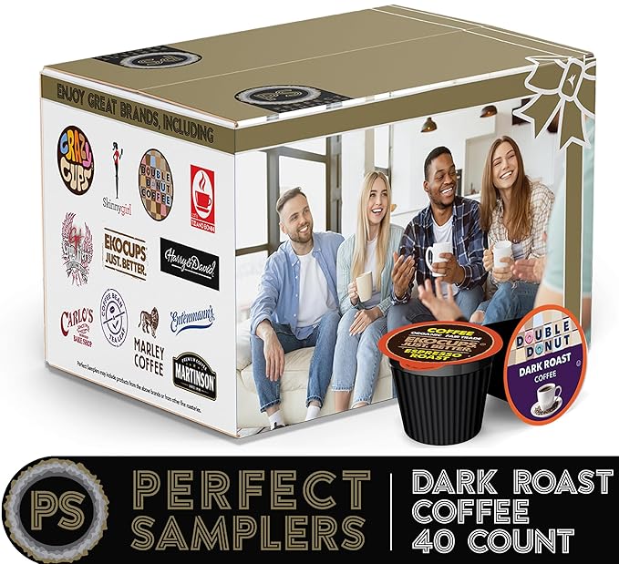 Perfect Samplers Dark Roast Coffee Pod Variety Pack - Pack for Keurig K Cups Coffee Makers, Bold 40 Count