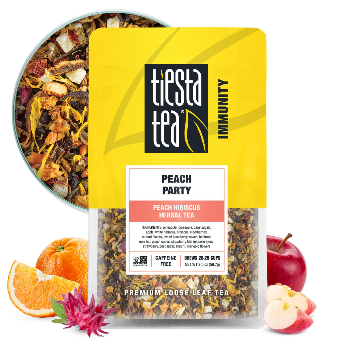 Tiesta Tea Strawberry Kiwi Herbal Tea Loose Leaf Fruit Tea Blend 16oz