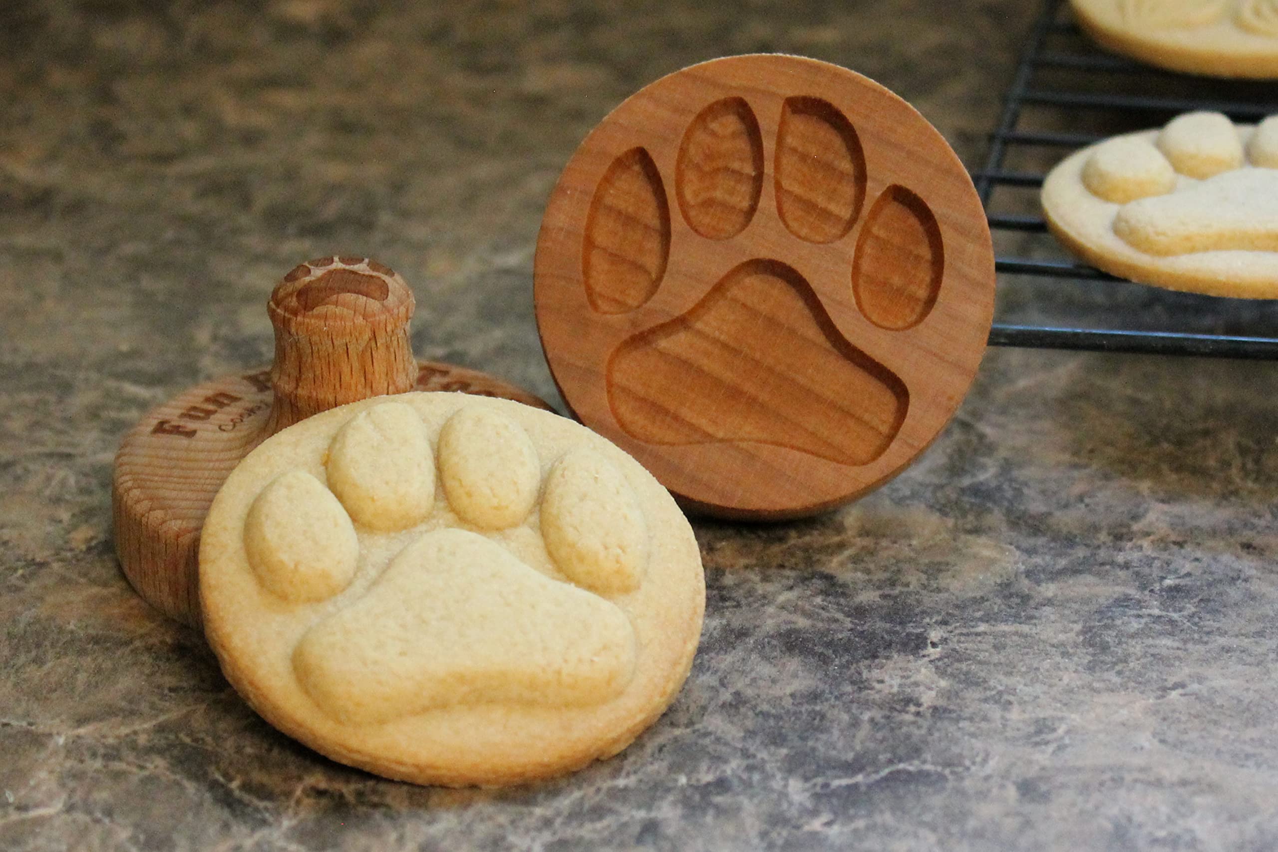 Fun Food Tools, Wood Cookie Stamp, 2.5 Inch (Dog Paw CS-035)