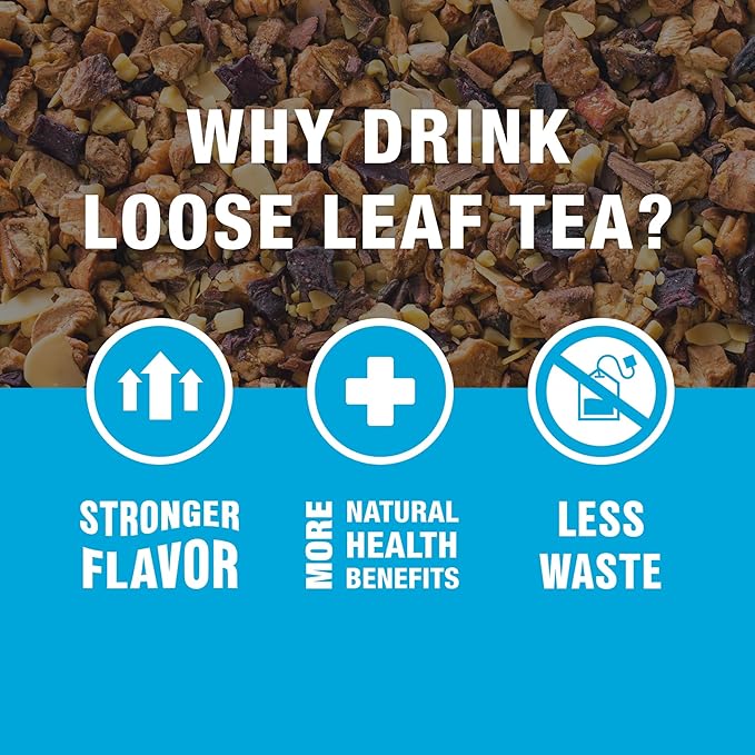 Tiesta Tea - Nutty Almond Cream, Premium Loose Leaf, Cinnamon Almond Herbal Tea Blend, Non-Caffeinated, Make Hot or Iced & Brews Up to 200 Cups, 16 Ounce Resealable Bulk Pouch