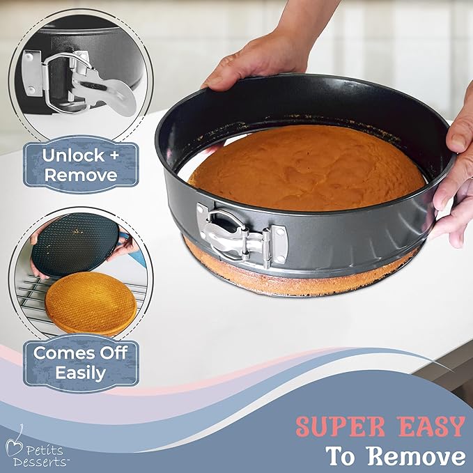 Spring Form Pan for Cheesecake, 4/7/9/11 Inch NONSTICK Cheesecake PanSet with CAKE SLICER and TESTER, Leakproof Springform Pan Set, 4 Spring Form Pans for Baking Compatible with INSTANT POT