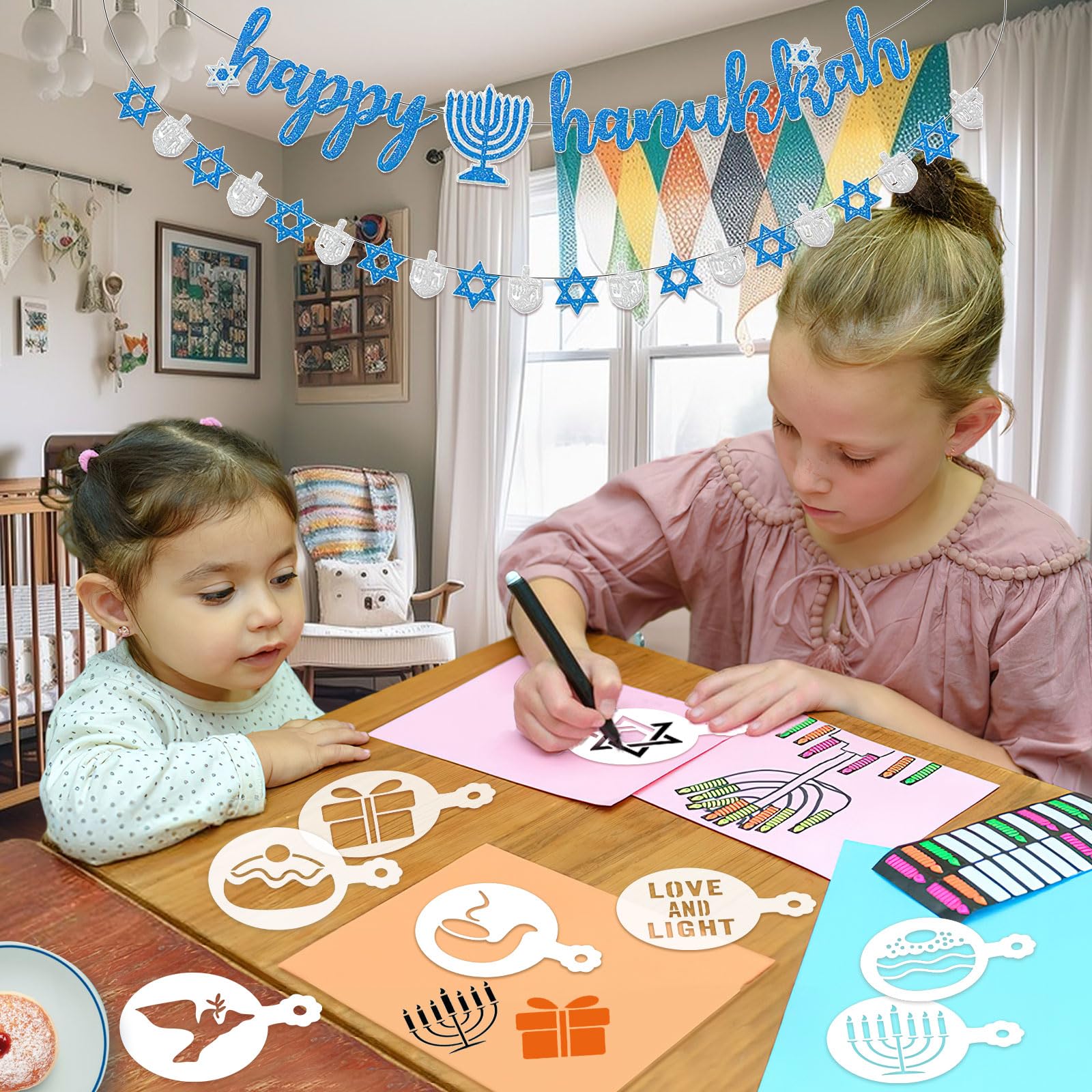 36Pcs Hanukkah Cookie Stencils Reusable Dreidel Menorah for DIY Baking