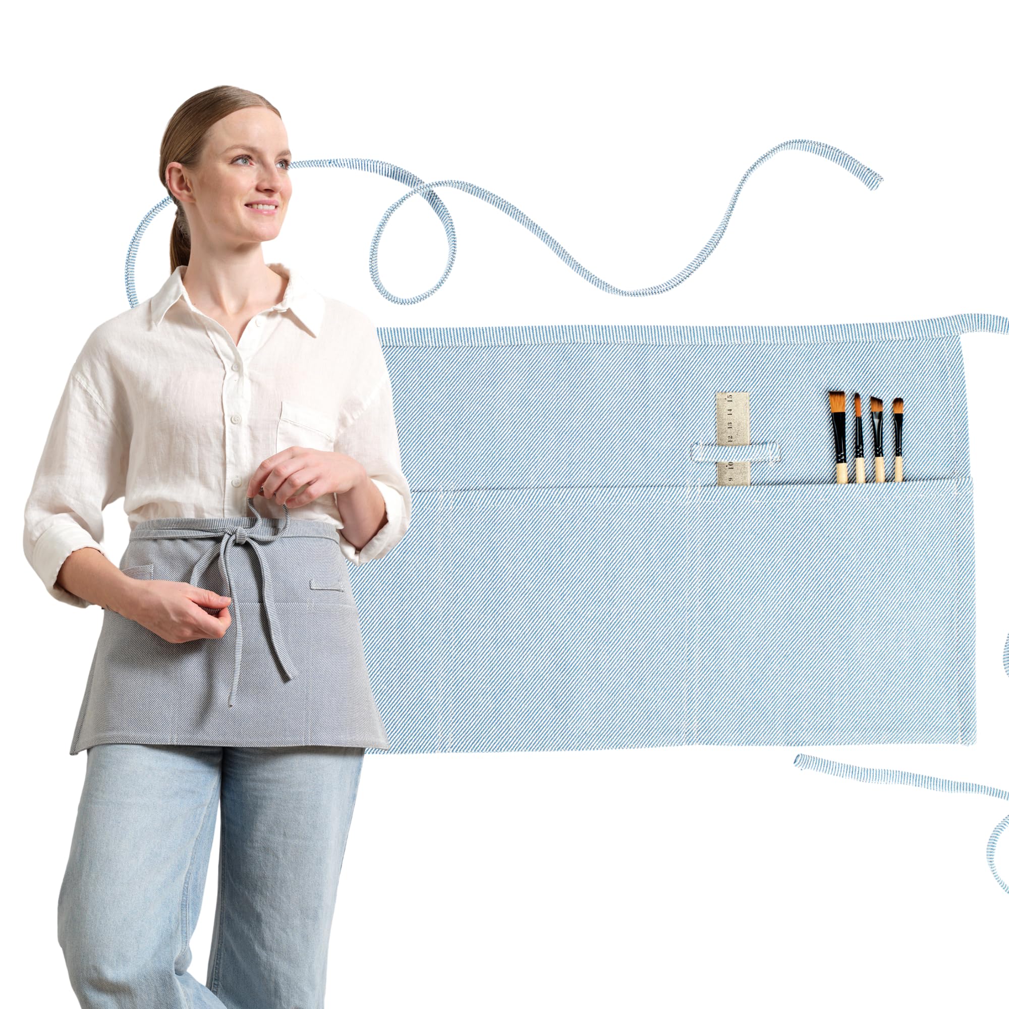 MEEMA Chef Waist Aprons for Women with Pockets, Adjustable Cooking Aprons