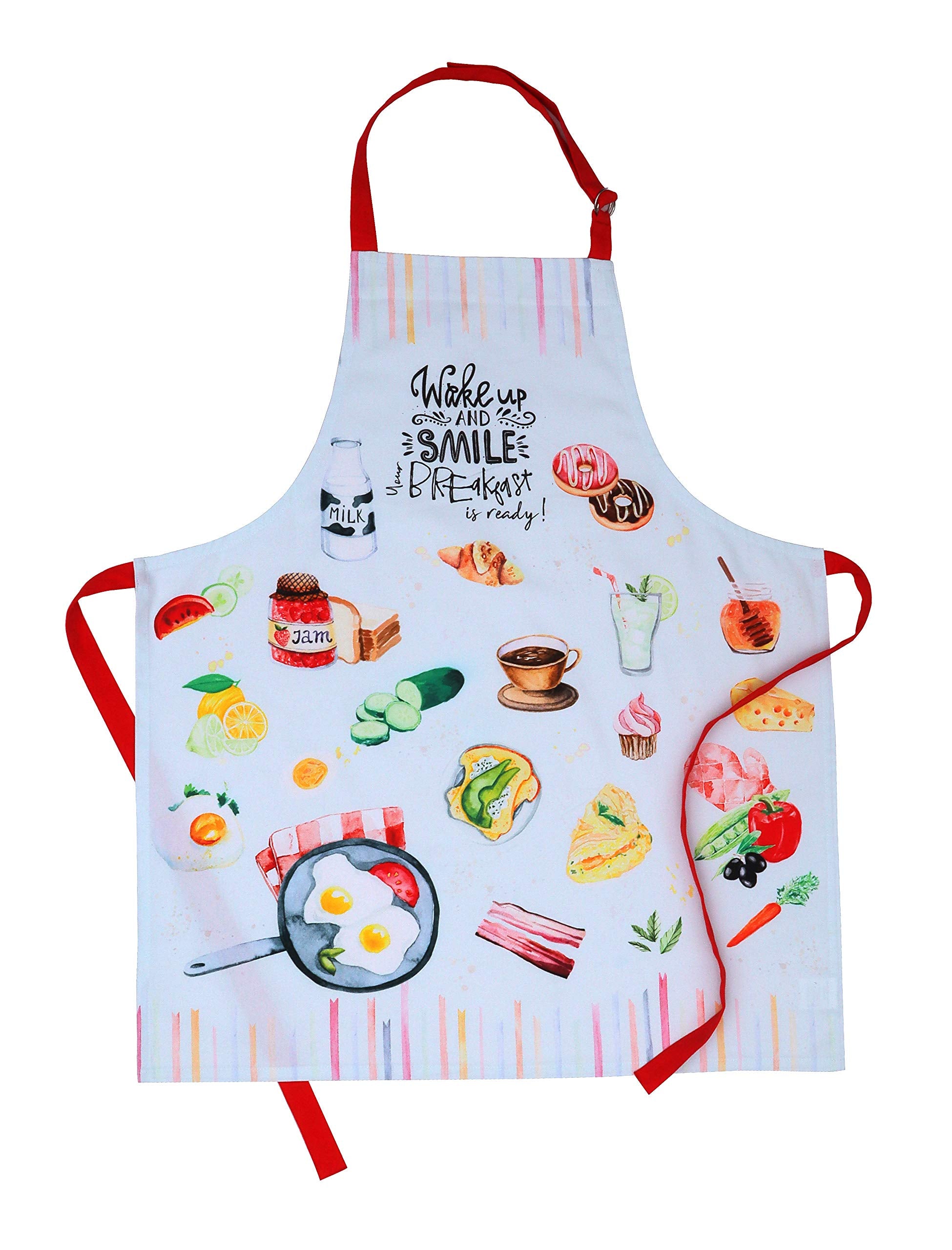 AMOUR INFINI Aprons for Women Cotton Washable Breakfast Apron 27.5 x 33 Inches Adjustable Strap & Waist Ties for Baking Cooking Gardening Spring Apron