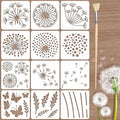 12PCS Large Flower Stencils for Painting 12 x 12 Inch Dandelion Stencil with Brushes Dandelion Floral Stencils for Wood Fence Butterfly Paint Template for Walls Garden Fence Furniture