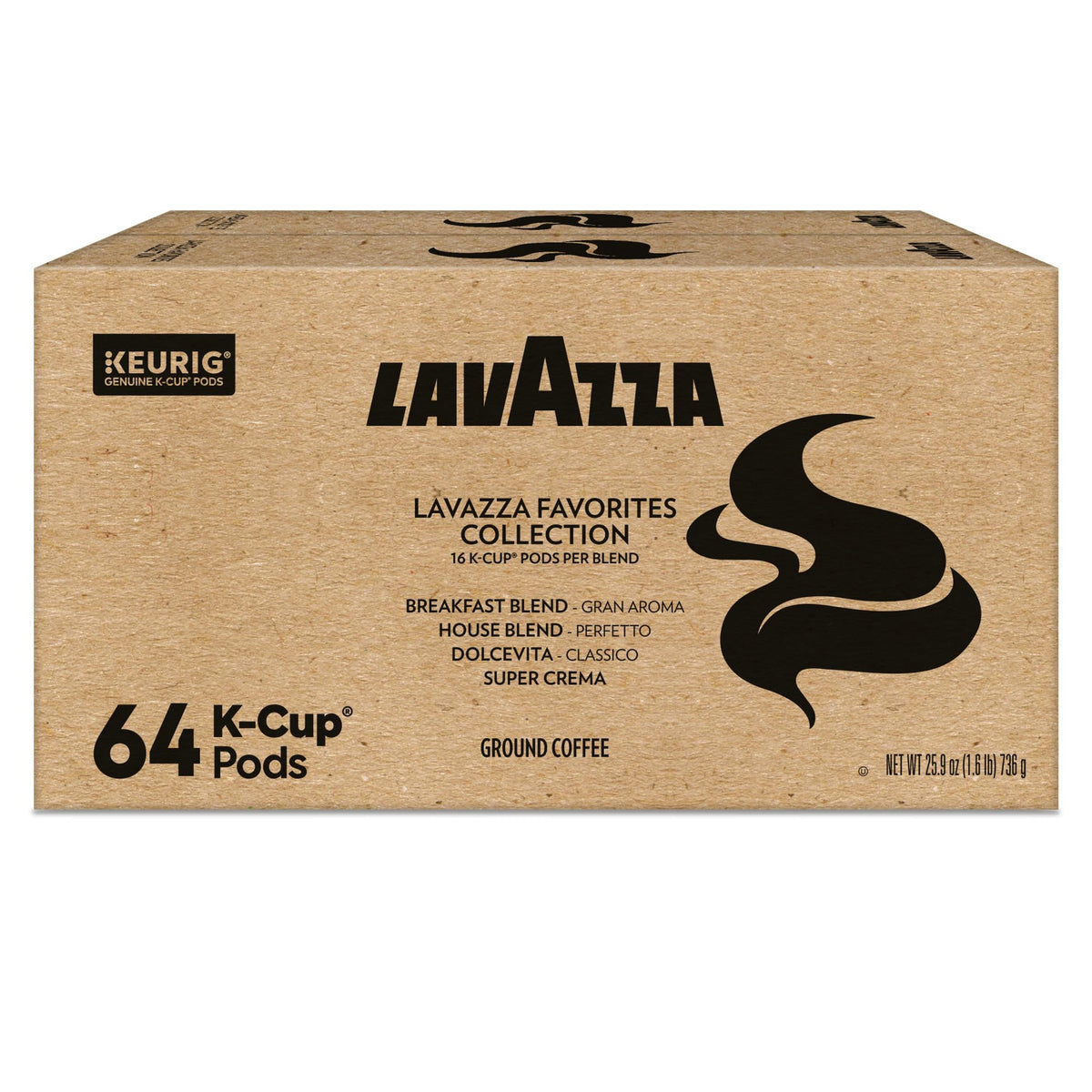 Lavazza Favorites Collection Variety Pack, K-Cup Pods, Light and Medium Roast Coffee, 64 Count