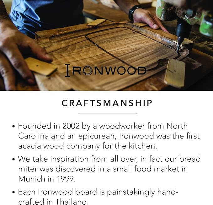 Ironwood Gourmet Oslo End Grain Utility Cutting Board, 14 x 16 Inches, Natural Acacia Wood
