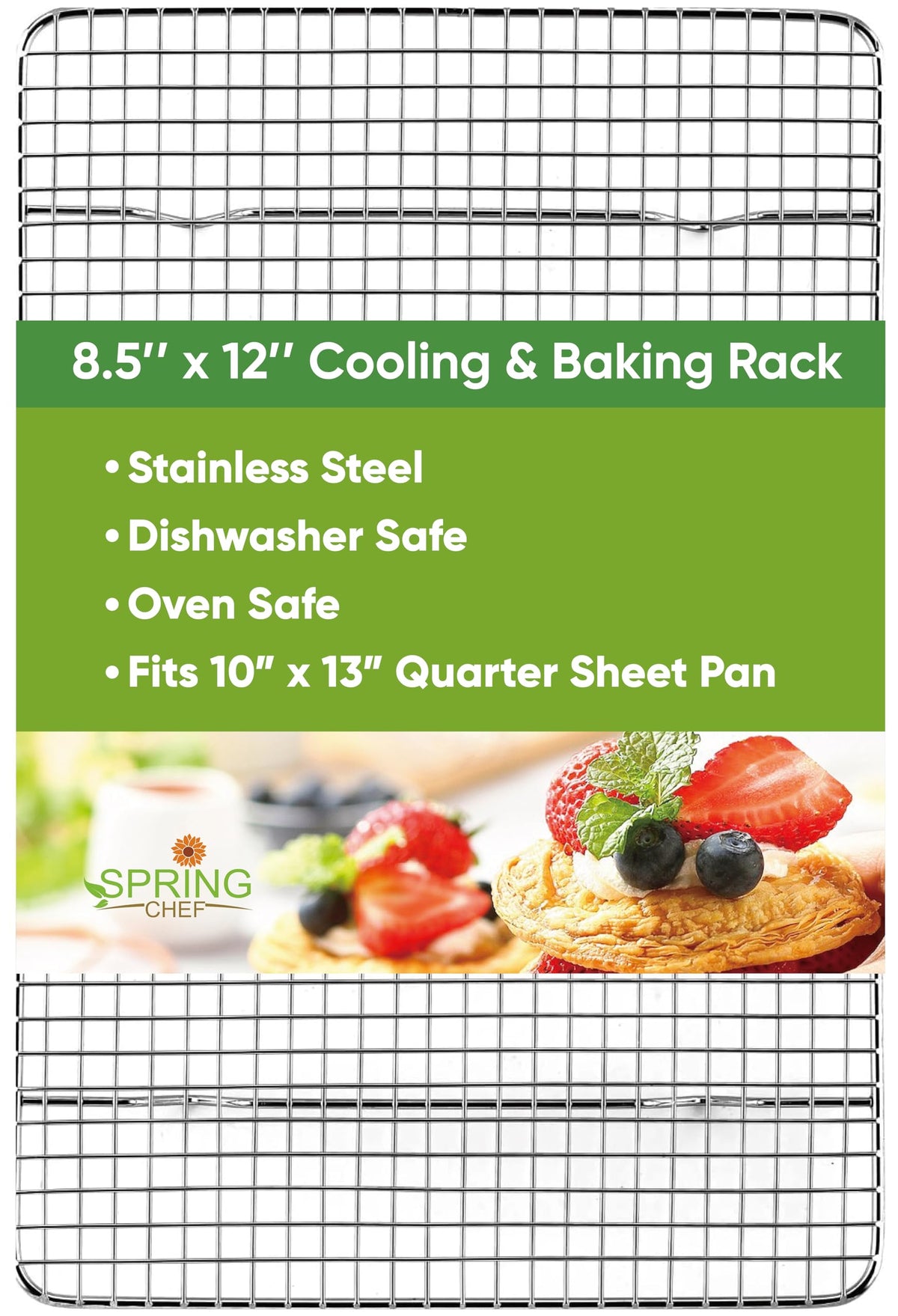 Spring Chef 11.5" x 16.5" Stainless Steel Cooling Rack for Cooking & Baking