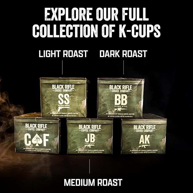 Black Rifle Coffee Company Supply Drop Variety Pack (48 Count of K Cups) - Silencer Smooth, AK Espresso, Just Black, & BeyondBlack KCup Pods - K Cups Coffee Variety Pack