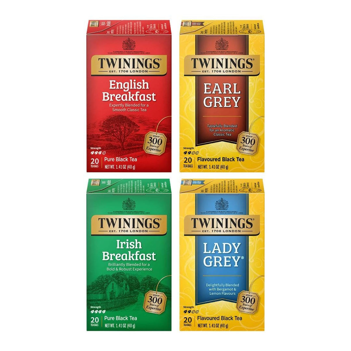 Twinings Holiday Variety Pack Tea Bags, Christmas Tea, Winter Spice, Gingerbread Joy, Peppermint Cheer, 20 Count (Pack of 4), Enjoy Hot or Iced, 80 Teabags