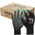 Kebada W1 Safety Work Gloves for Men & Women, 50 Pairs Bulk Pack, PU Coated