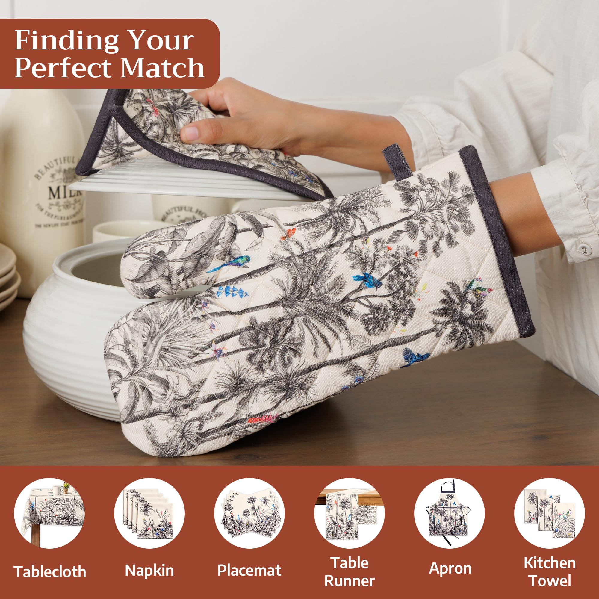 Maison d'Hermine Oven Gloves 100% Cotton Oven Mitt (7" x 13", Pack of 1)