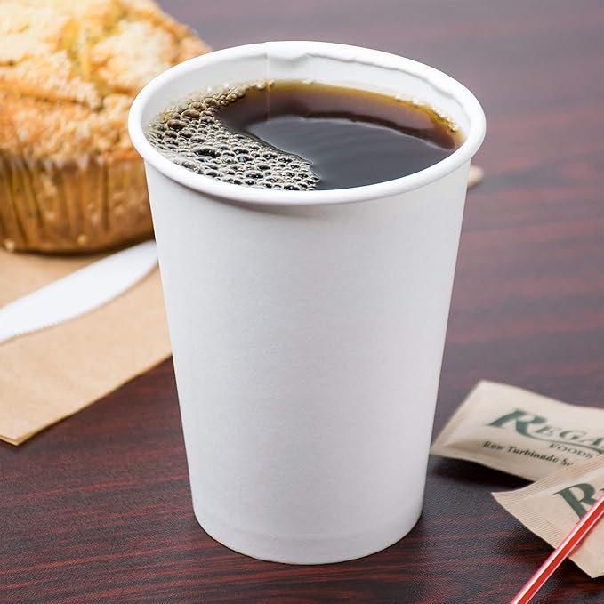 Paper Cups 12 oz 200 Pack for Coffee & Tea Made in USA | Bulk 200 Count for Home, Office, Restaurants & Parties | Recyclable Disposable 12 Ounce To-Go Cups for Hot Drinks
