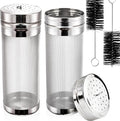 Tlence 2 Pack Beer Dry Hopper Filters, 2.8 x 7 inch 300 Micron Mesh Hop Strainer with Lid, Stainless Steel Beer Hop Spider with Nylon Bristles, Brewing Filters Straining Keg for Home Coffee Wine Juice